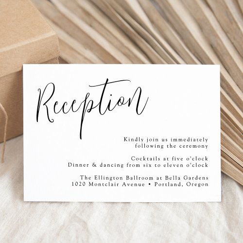 Simple Black Script Wedding Reception Enclosure Card