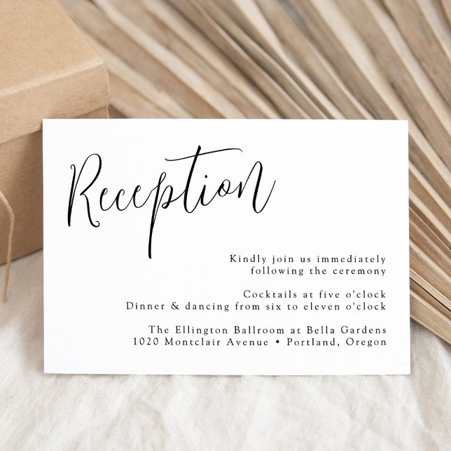 Simple Black Script Wedding Reception Enclosure Card (Creator Uploaded)