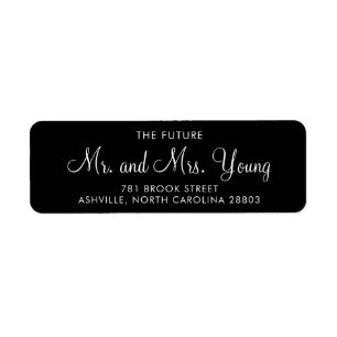 Simple Black Script Wedding Return Address Label