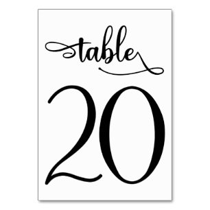 Simple black sign   3.5x5 table number   Table 20