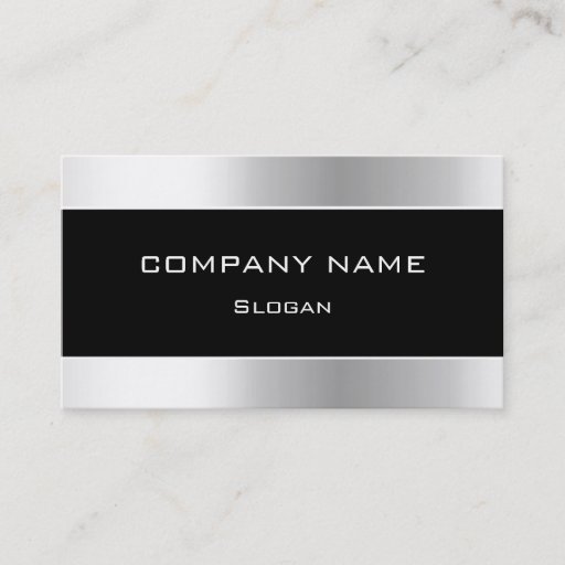 Customizable Simple Black &amp; Silver Business Card