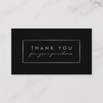 Simple Black & Silver Foil Effect Thank You Business Card by TheBusinessCardStore at Zazzle