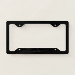 Simple Black Silver Gray Feminine Script Name License Plate Frame<br><div class="desc">Simple Black Silver Gray Girly Feminine Chic Script Name License Plate Frame</div>