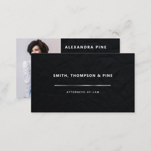 Simple Black Silver Line Corporate Photo Business Business Card