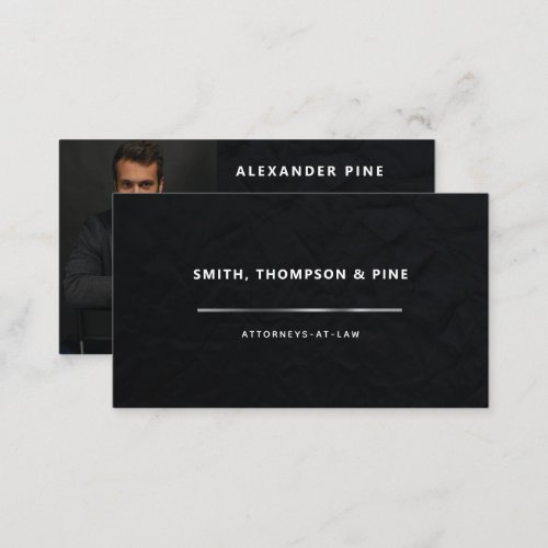 Simple Black Silver Line Lawyer Professional Photo Business Card