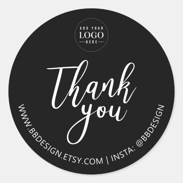Simple Black Small Business Logo Thank you sticker (Front)