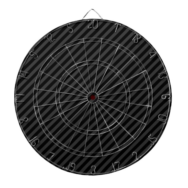 Simple Black & Smoky Black Narrow Diagonal Stripes Dart Board (Front)