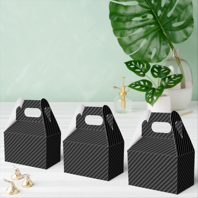 Simple Black & Smoky Black Narrow Diagonal Stripes Favor Boxes (Multiple)