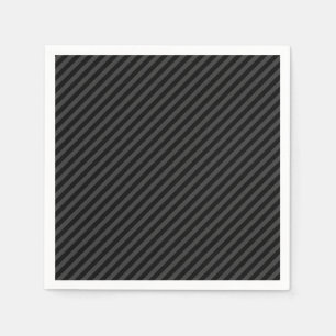 Simple Black & Smoky Black Narrow Diagonal Stripes Napkins
