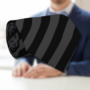 Simple Black & Smoky Black Narrow Diagonal Stripes Neck Tie