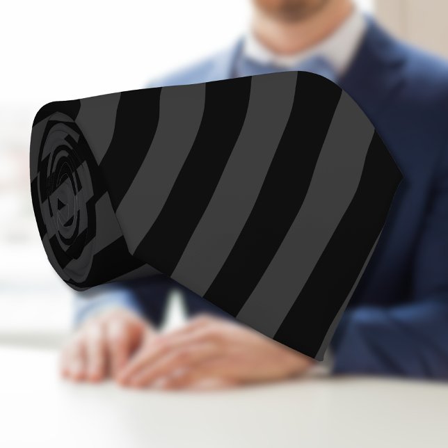 Simple Black & Smoky Black Narrow Diagonal Stripes Neck Tie (Creator Uploaded)