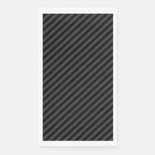 Simple Black & Smoky Black Narrow Diagonal Stripes Paper Guest Towels