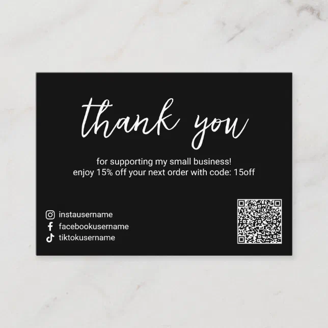 Simple Black Social Media Icons QR Code Modern Discount Card Zazzle