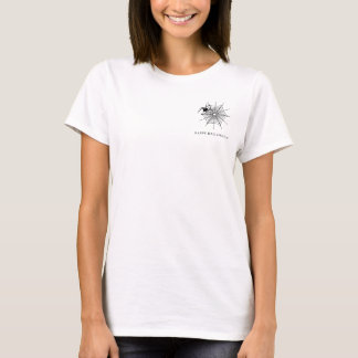 Simple Black Spider And Spiderweb Happy Halloween T-Shirt
