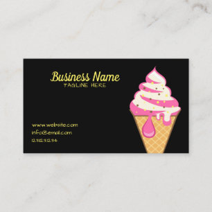 Simple Black Sprinkles Ice Cream Cone Frosting Business Card