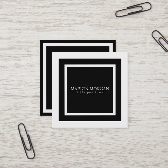 Simple Black Square Square Business Card (Front/Back In Situ)