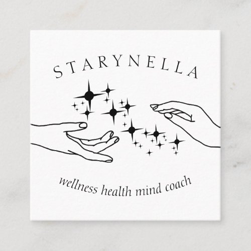 Simple Black Stars Energy Hands Reiki Therapy Square Business Card