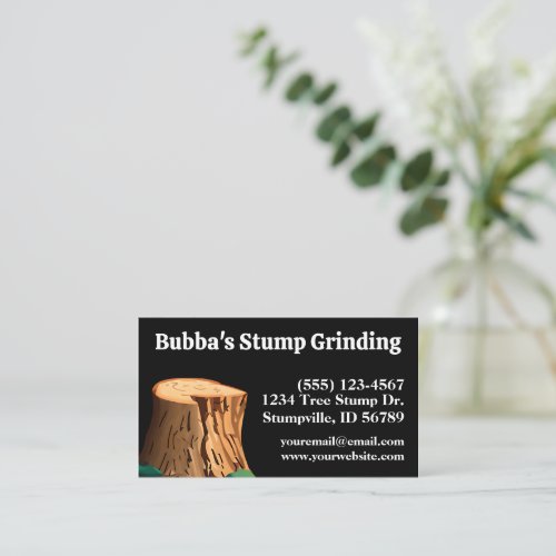Simple Black Stump Grinding Business Card