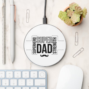 Simple Black Super Dad Wireless Charger