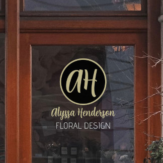 Simple Black & Tan Florist Business Logo & Text Window Cling