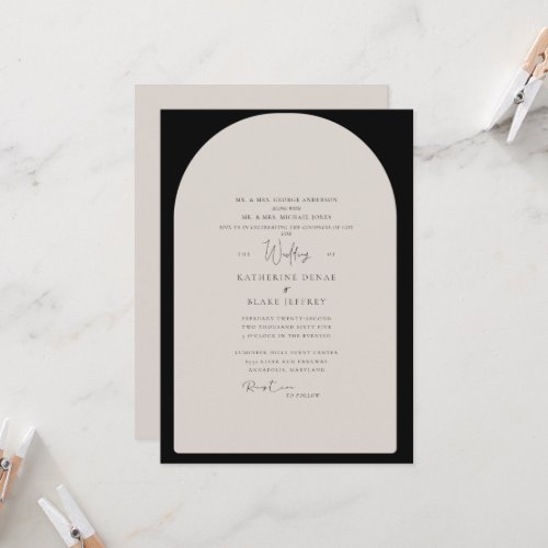 Simple Black  Tan Geometric Christian Invitation