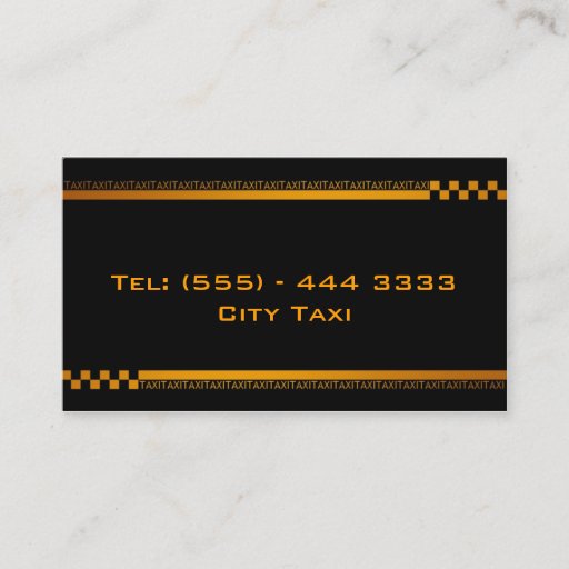 Customizable Simple Black Taxi Service Business Card