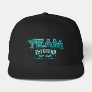 Simple Black Teal Sports Family Custom Team Name Visor