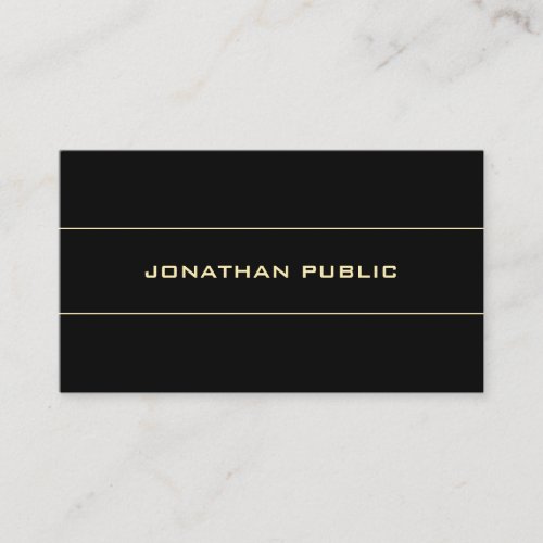 Simple Black Template Gold Text Trendy Modern Business Card