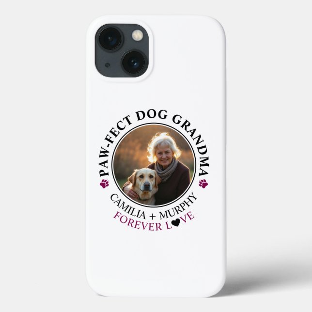 Simple Black Text Funny Dog Grandma Photo Case-Mate iPhone Case (Back)