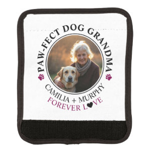 Simple Black Text Funny Dog Grandma Photo Luggage Handle Wrap