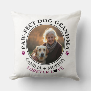 Simple Black Text Funny Dog Grandma Photo Throw Pillow