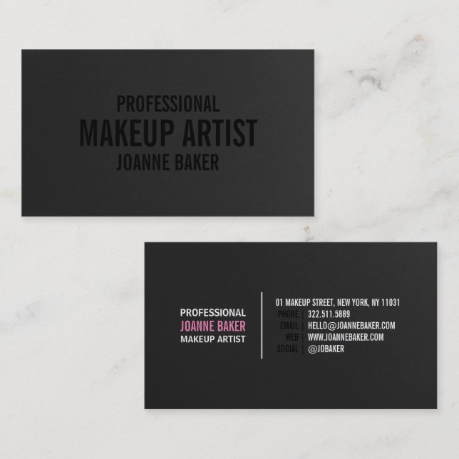 Simple black texture elegant makeup artist modern business card (Front/Back)