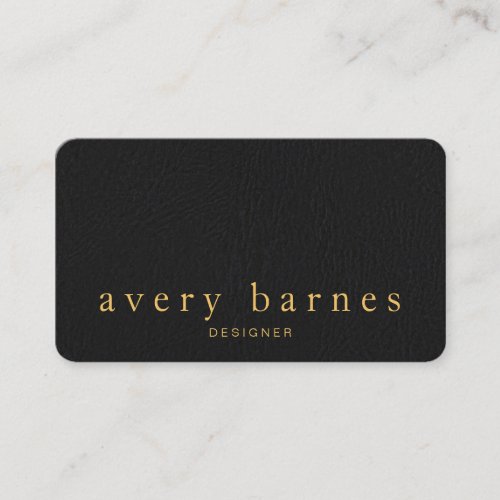 Simple Black Textured Leather Look Professional Business Card