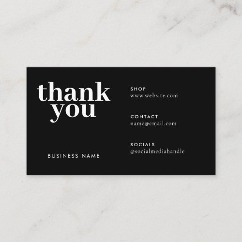 Simple Black Thank You For Your Order Packaging Enclosure Card