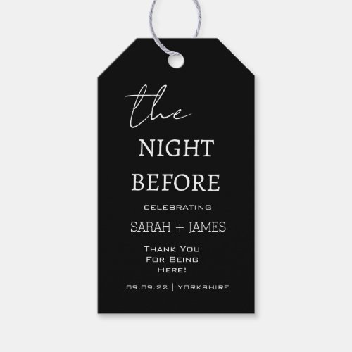 Simple Black The Night Before Wedding Thank You  Gift Tags