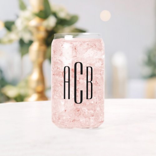 Simple Black Three Letter Monogram Can Glass