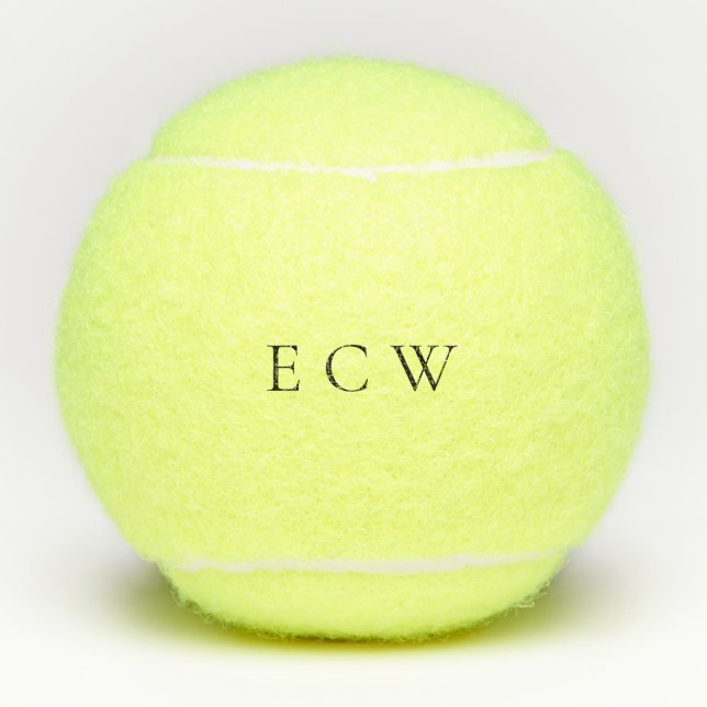 Simple Black Triple Monogram Tennis Balls (Front)