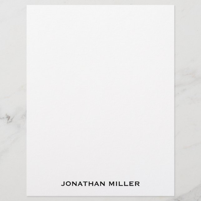 Simple Black Typographic Name Stationery (Front)