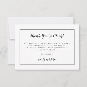 Simple Black Typography and Frame/Your Photo Thank You Card