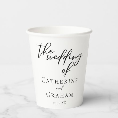 Simple Black Typography Chic Winter Wedding Paper Cups