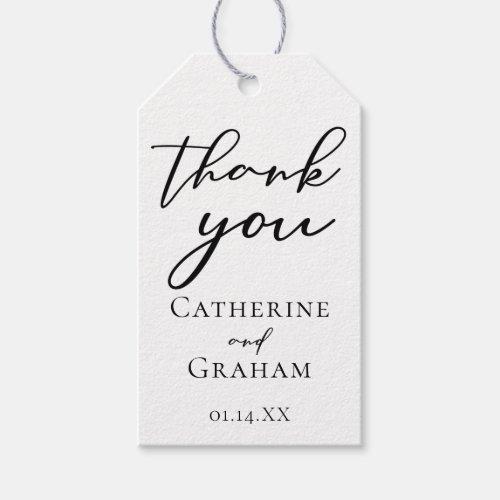 Simple Black Typography Modern Formal Wedding Gift Tags