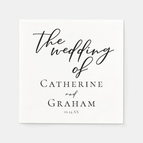 Simple Black Typography Modern Formal Wedding Napkins