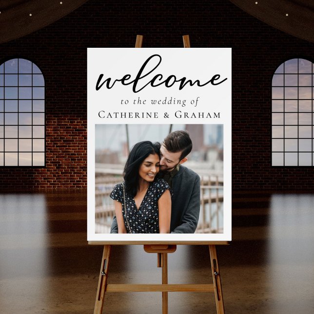 Simple Black Typography Photo Welcome Wedding Foam Board (Creator Uploaded)