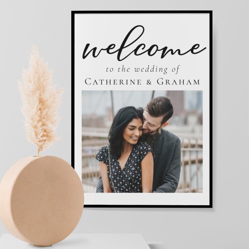 Simple Black Typography Photo Welcome Wedding Poster
