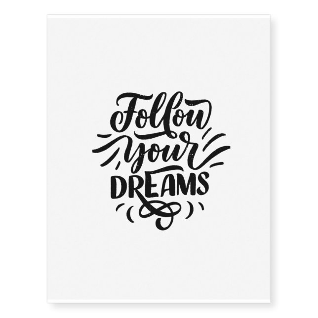 Simple black typography quote positive motivation temporary tattoos (Front)