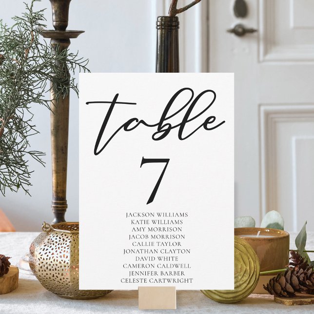 Simple Black Typography Table Number w/ Names (Creator Uploaded)
