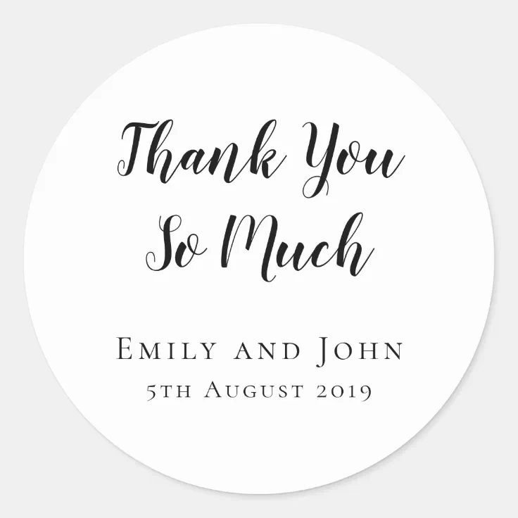 Simple Black Typography Wedding Favor Classic Round Sticker Zazzle