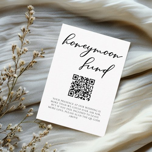 Simple Black Typography Wedding Honeymoon Fund Enclosure Card