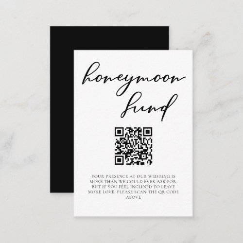 Simple Black Typography Wedding Honeymoon Fund Enclosure Card