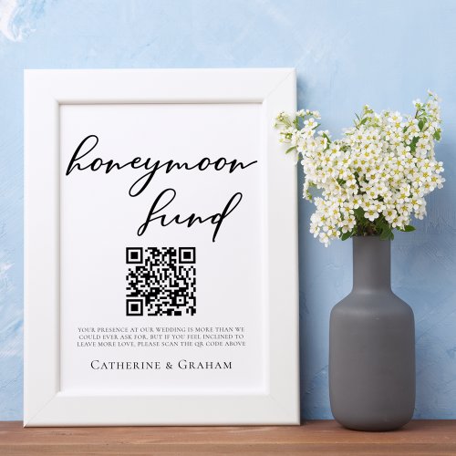 Simple Black Typography Wedding Honeymoon Fund Poster